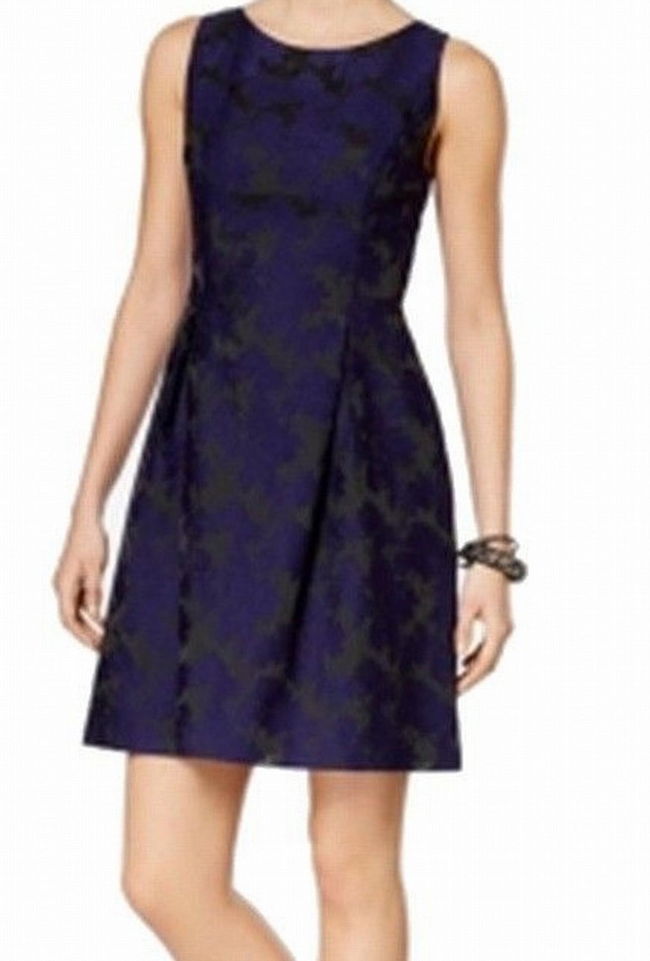 Tommy Hilfiger Women's Floral Jacquard Dress (4, Midnight)